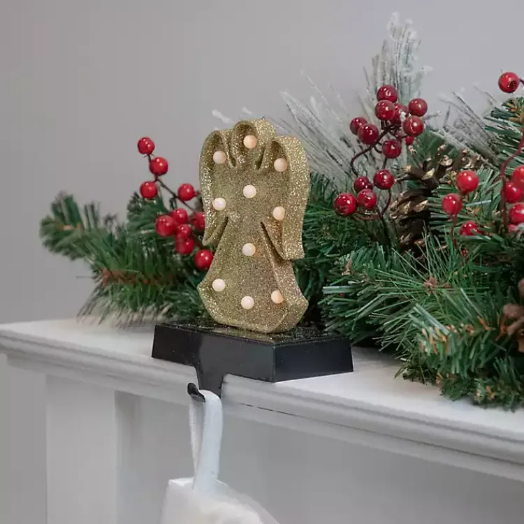 Christmas Stockings & Stocking Holders>Kirklands Home Pre-lit Angel Christmas Stocking Holder Gold