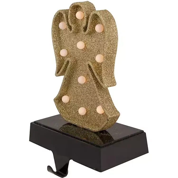 Christmas Stockings & Stocking Holders>Kirklands Home Pre-lit Angel Christmas Stocking Holder Gold