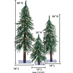 Christmas Trees>Kirklands Home Pre-Lit Assorted Alpine Christmas Trees, Set of 3