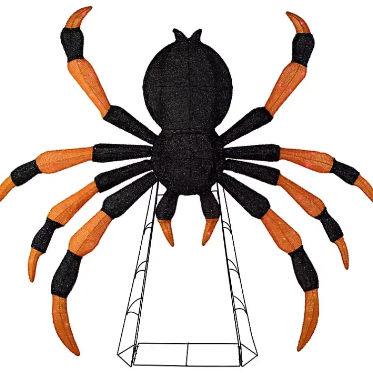 Halloween>Kirklands Home Pre-Lit Black and Orange Outdoor Spider Decoration