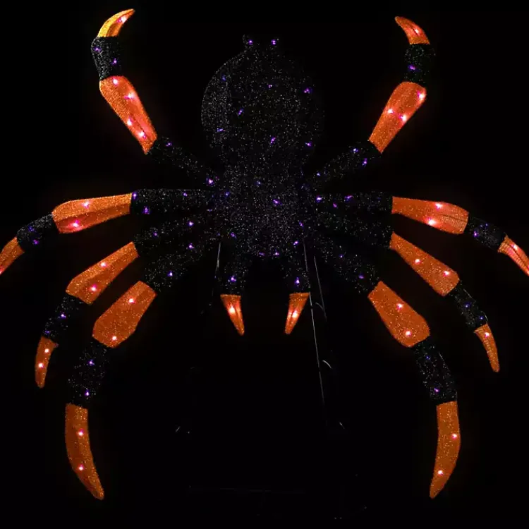 Halloween>Kirklands Home Pre-Lit Black and Orange Outdoor Spider Decoration