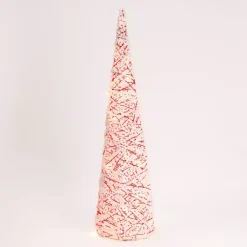 Outdoor Christmas Decorations>Kirklands Home Pre-Lit Candy Cane Pom Pom Christmas Tree, 39 in.
