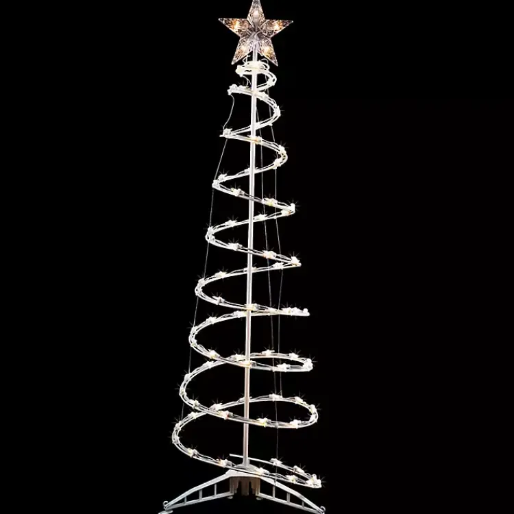Outdoor Christmas Decorations>Kirklands Home Pre-Lit Clear White Spiral Tree, 4 ft.
