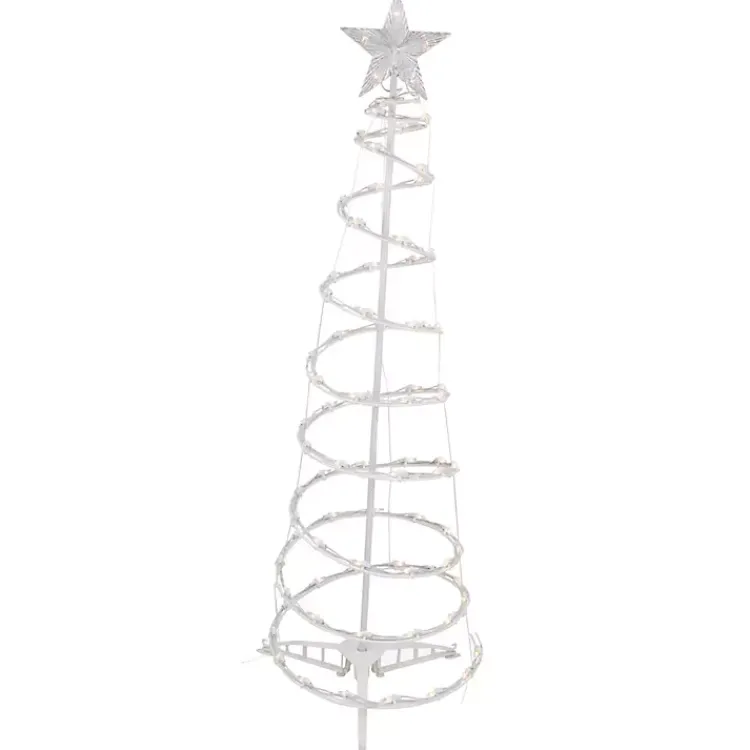 Outdoor Christmas Decorations>Kirklands Home Pre-Lit Clear White Spiral Tree, 4 ft.