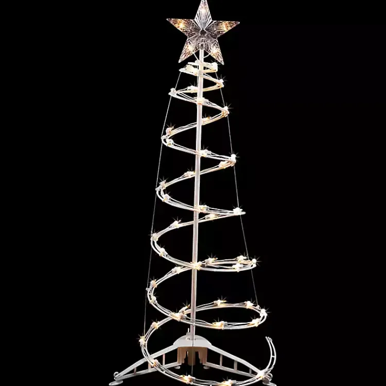 Outdoor Christmas Decorations>Kirklands Home Pre-Lit Clear Spiral Tree, 3 ft. White