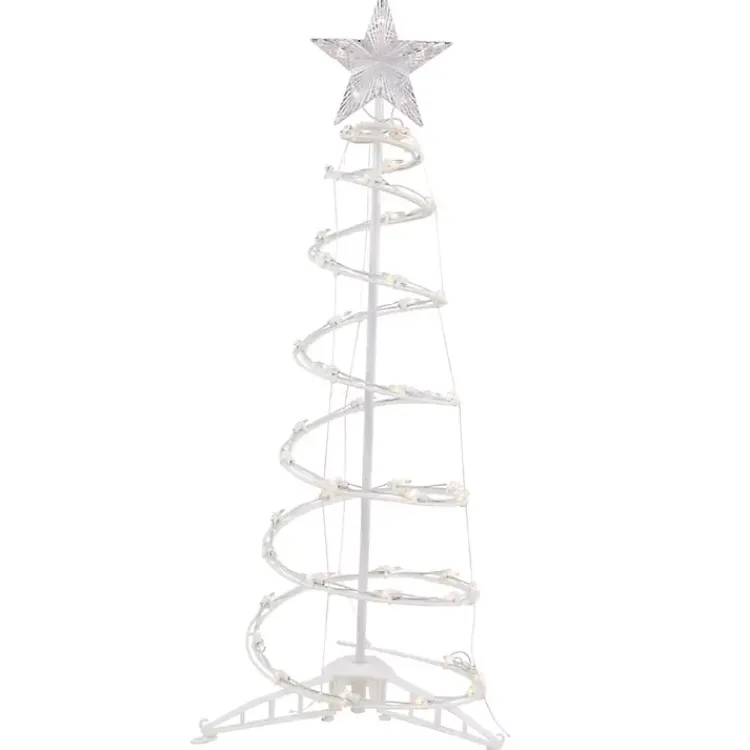 Outdoor Christmas Decorations>Kirklands Home Pre-Lit Clear Spiral Tree, 3 ft. White