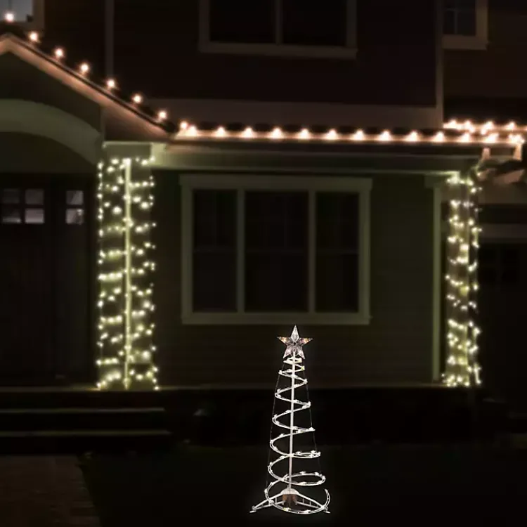 Outdoor Christmas Decorations>Kirklands Home Pre-Lit Clear Spiral Tree, 3 ft. White