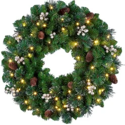 Christmas Wreaths>Kirklands Home Pre-Lit Crestwood Gold Spruce Christmas Wreath