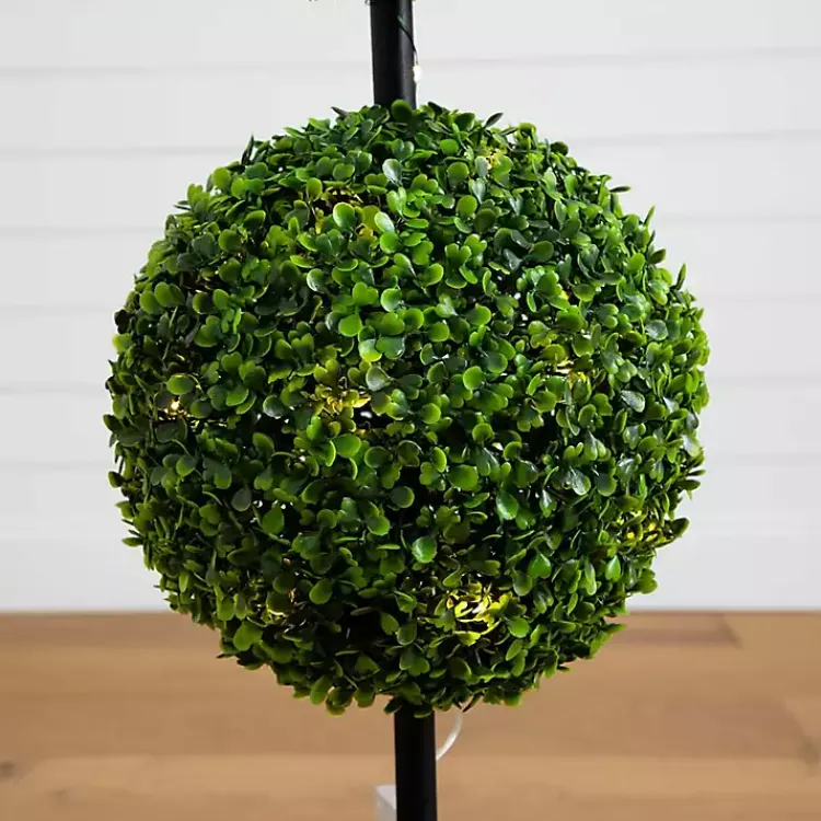 Trees & Topiaries>Kirklands Home Pre-Lit Double Boxwood Topiary in Planter, 3 ft.