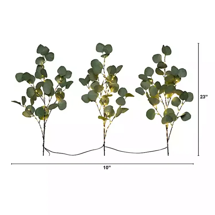 Stems & Bouquets>Kirklands Home Pre-Lit Eucalyptus 3-pc. Bouquet Green