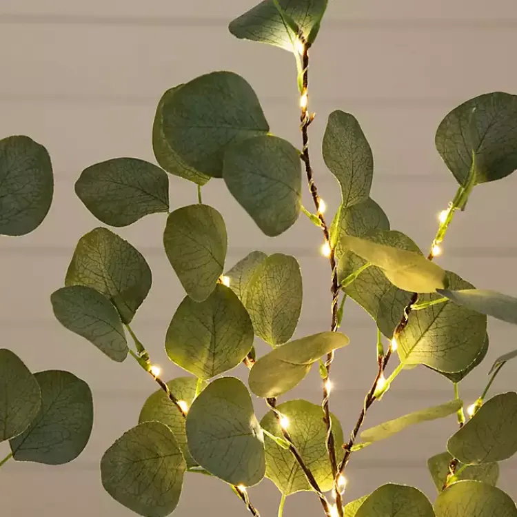 Stems & Bouquets>Kirklands Home Pre-Lit Eucalyptus 3-pc. Bouquet Green