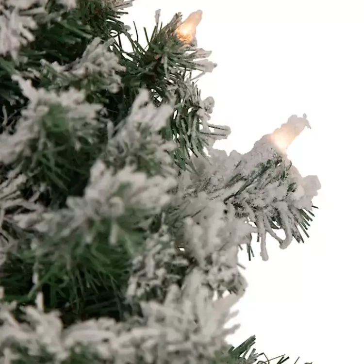 Christmas Wreaths>Kirklands Home Pre-lit Flocked Artificial Pine Wreath