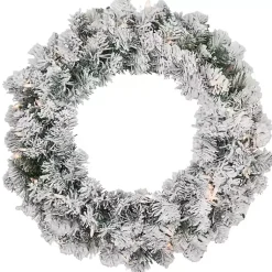 Christmas Wreaths>Kirklands Home Pre-Lit Flocked Madison Pine Wreath White