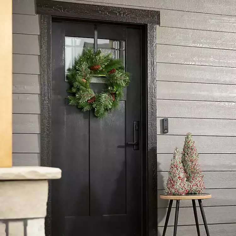 Christmas Wreaths>Kirklands Home Pre-Lit Mixed Pine and Pinecone Christmas Wreath