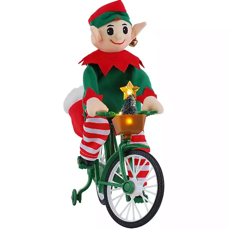 Christmas Decorations>Kirklands Home Pre-Lit Moving Christmas Elf Bicycle Figurine