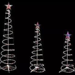 Outdoor Christmas Decorations>Kirklands Home Pre-Lit Multicolor White Spiral Trees, Set of 3