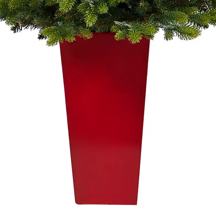 Christmas Arrangements & Garland>Kirklands Home Pre-Lit North Carolina Fir Tree in Red Planter