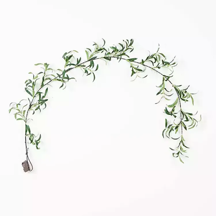 Arrangements & Greenery>Kirklands Home Pre-Lit Olive Branch Battery Operated Garland Green