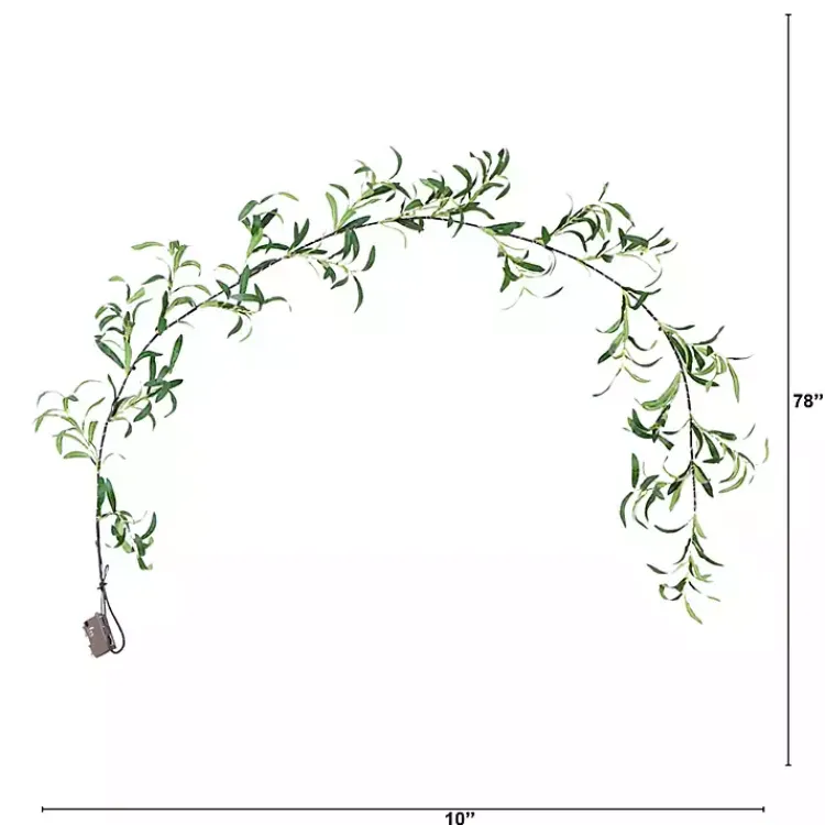 Arrangements & Greenery>Kirklands Home Pre-Lit Olive Branch Battery Operated Garland Green