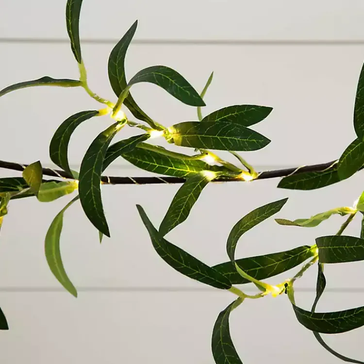 Arrangements & Greenery>Kirklands Home Pre-Lit Olive Branch Battery Operated Garland Green