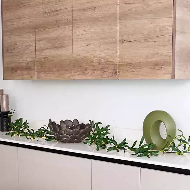 Arrangements & Greenery>Kirklands Home Pre-Lit Olive Branch Battery Operated Garland Green