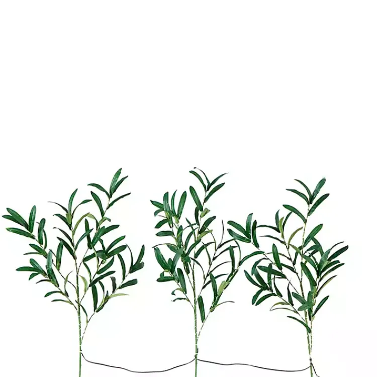 Stems & Bouquets>Kirklands Home Pre-Lit Olive Branch 3-pc. Bouquet Green