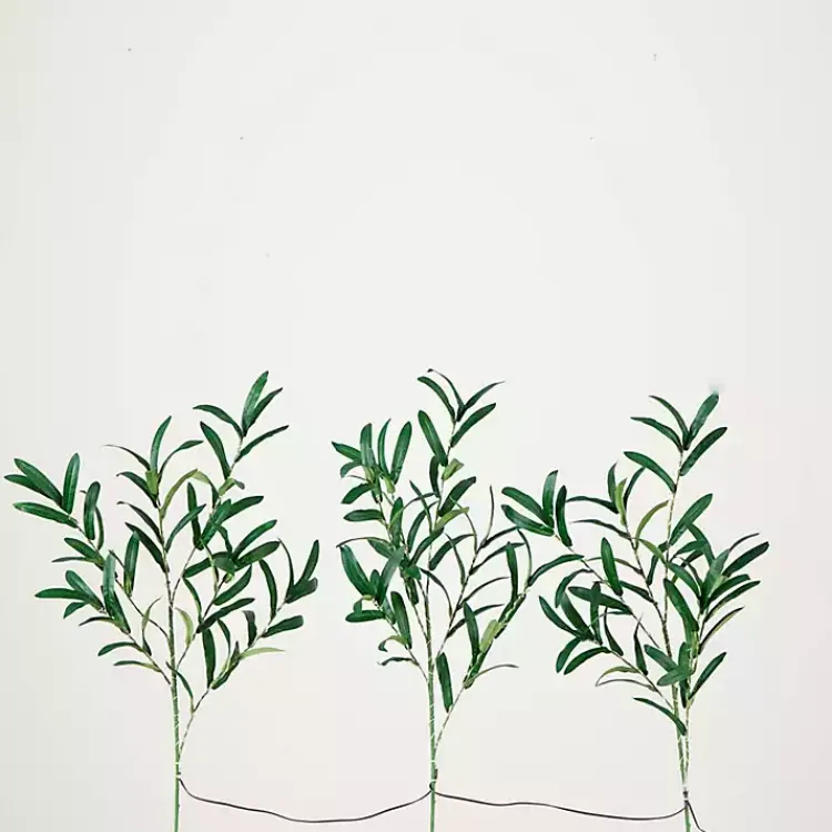 Stems & Bouquets>Kirklands Home Pre-Lit Olive Branch 3-pc. Bouquet Green