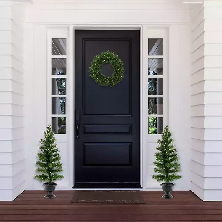 Christmas Arrangements & Garland>Kirklands Home Pre-Lit 3-pc. Christmas ery Set Green