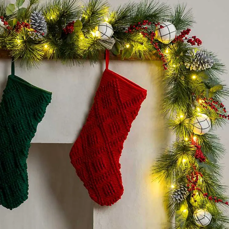 Christmas Arrangements & Garland>Kirklands Home Pre-Lit Pine Leaves & Pinecones Christmas Garland