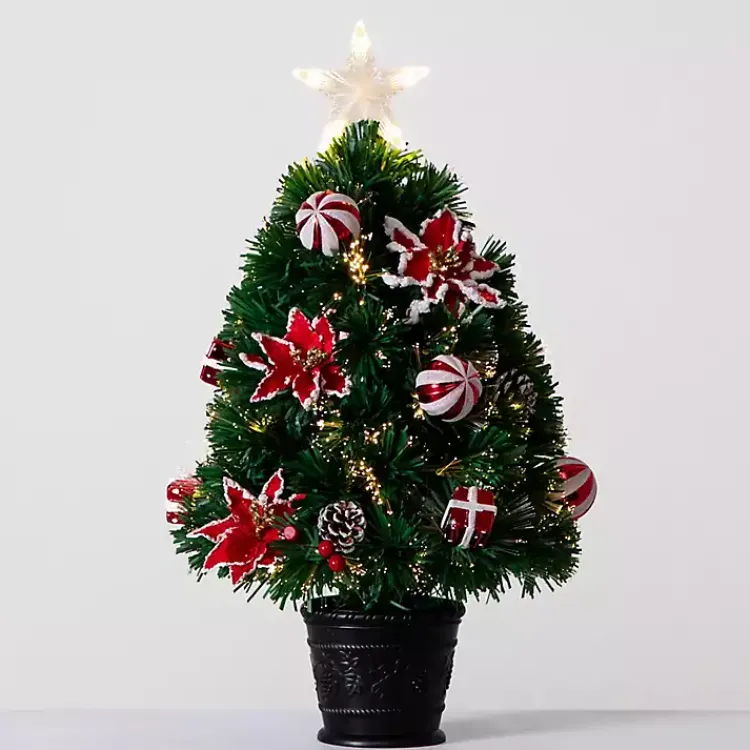 Christmas Arrangements & Garland>Kirklands Home Pre-Lit Poinsettia Christmas Tree Arrangement