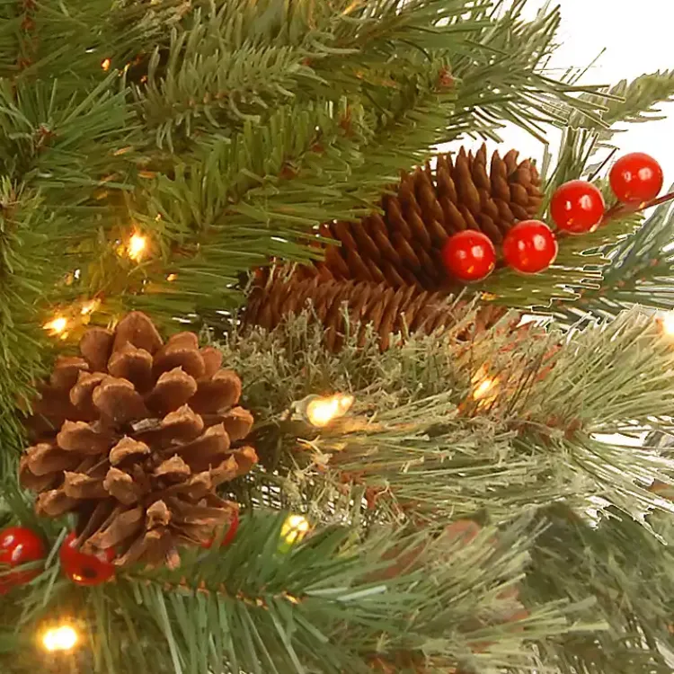Christmas Wreaths>Kirklands Home Pre-lit Real Touch Pine and Berry Wreath Green