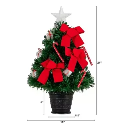 Christmas Arrangements & Garland>Kirklands Home Pre-Lit Red Bow Christmas Tree Arrangement