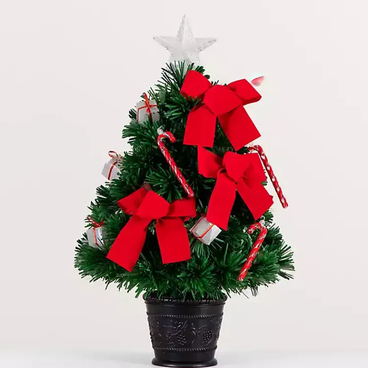 Christmas Arrangements & Garland>Kirklands Home Pre-Lit Red Bow Christmas Tree Arrangement
