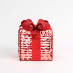 Outdoor Christmas Decorations>Kirklands Home Pre-Lit Iridescent Christmas Gift Box, 6 in. Red