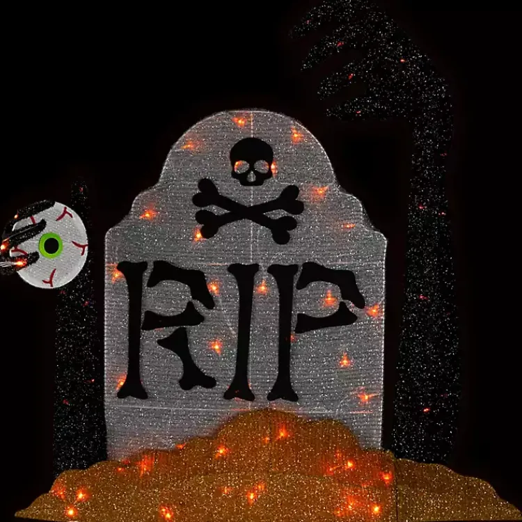 Halloween>Kirklands Home Pre-Lit RIP Tombstone Outdoor Decoration