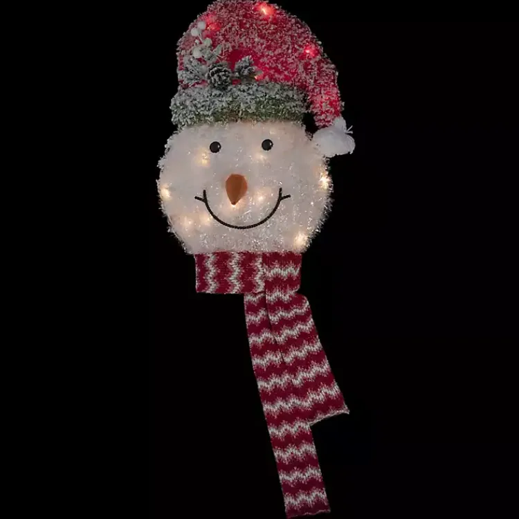 Christmas Tree Decorations>Kirklands Home Pre-Lit Snowman with Frosted Hat Tree Topper