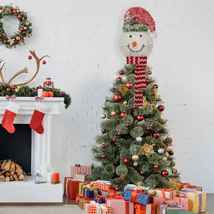 Christmas Tree Decorations>Kirklands Home Pre-Lit Snowman with Frosted Hat Tree Topper