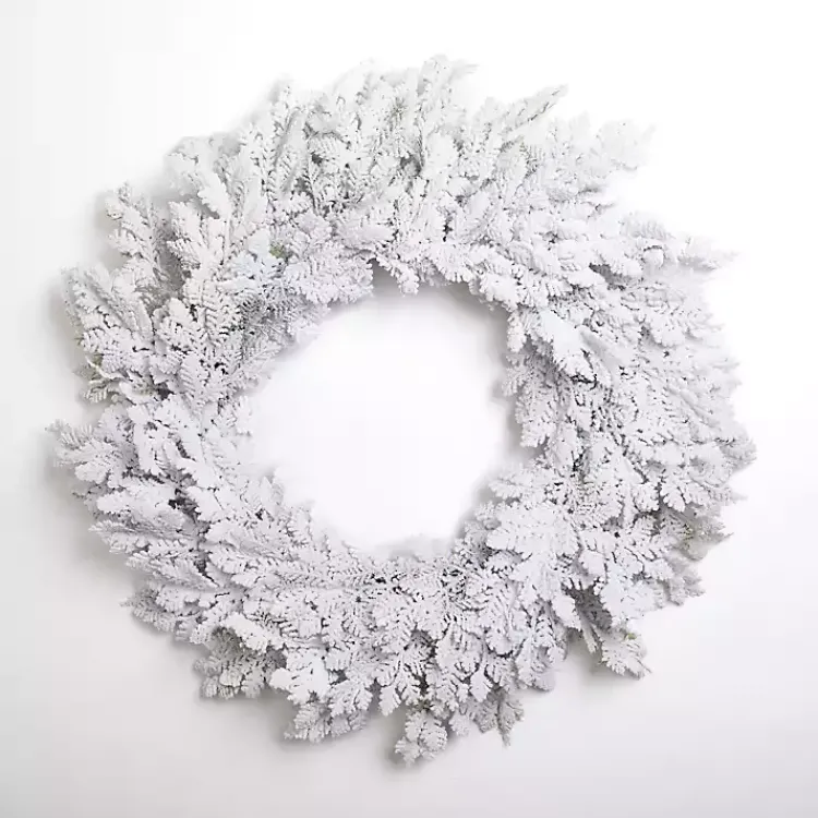 Christmas Wreaths>Kirklands Home Pre-Lit Snowy Pine Christmas Wreath White