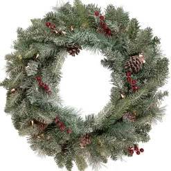Christmas Wreaths>Kirklands Home Pre-Lit Snowy Waterloo Pine Wreath Green