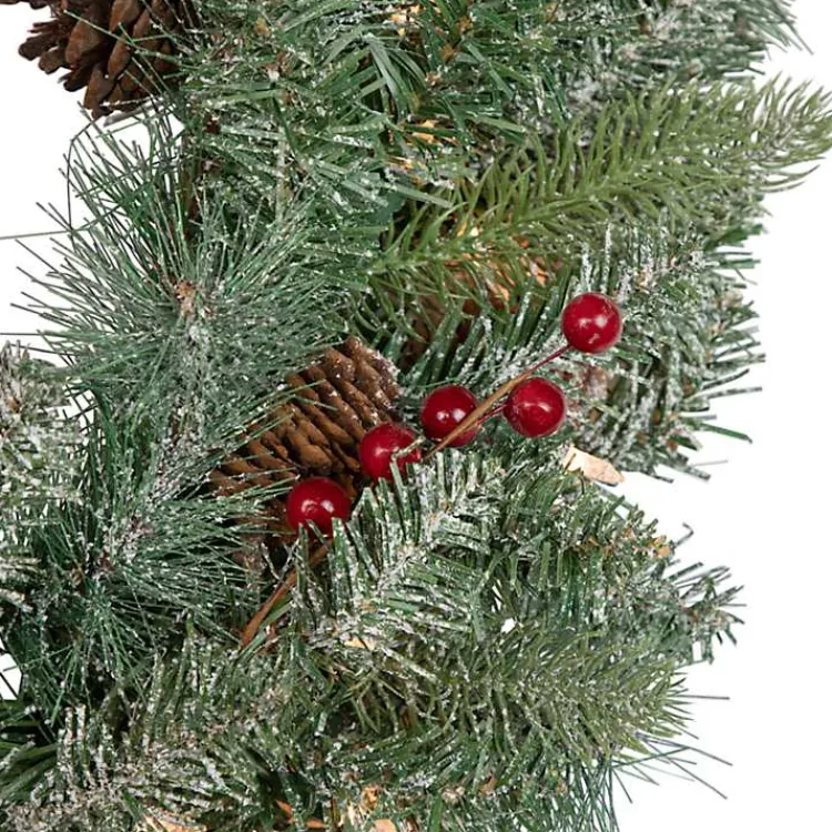 Christmas Wreaths>Kirklands Home Pre-Lit Snowy Waterloo Pine Wreath Green