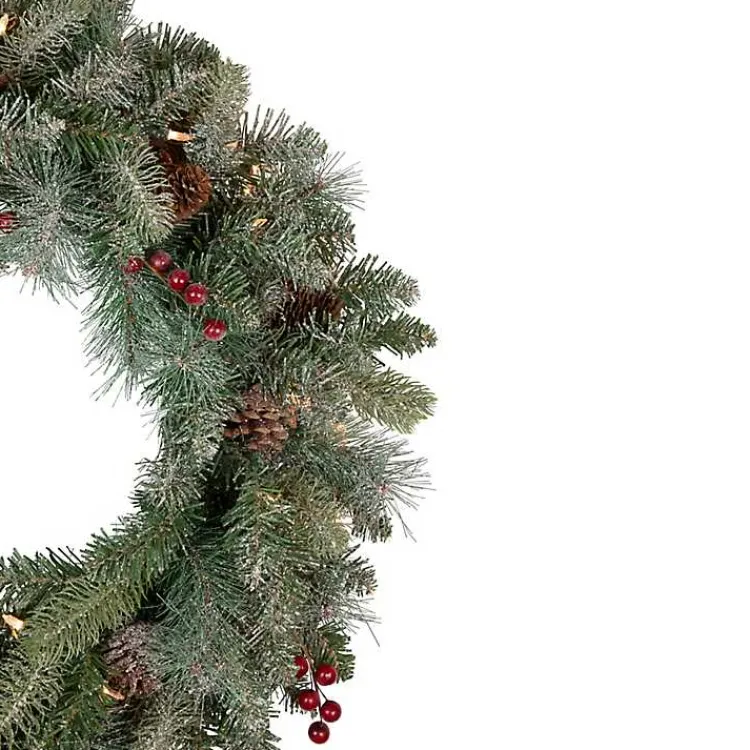 Christmas Wreaths>Kirklands Home Pre-Lit Snowy Waterloo Pine Wreath Green