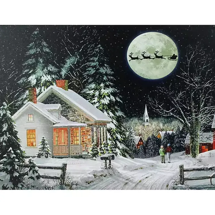 Christmas Art & Wall Decor>Kirklands Home Pre-Lit Snowy Winter Village Canvas Art Print