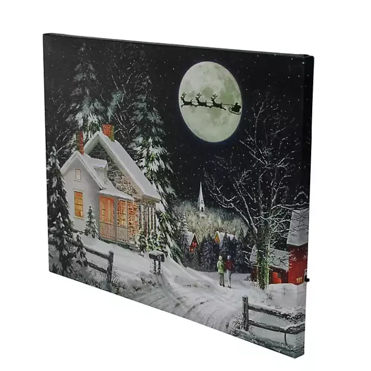Christmas Art & Wall Decor>Kirklands Home Pre-Lit Snowy Winter Village Canvas Art Print