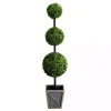 Trees & Topiaries>Kirklands Home Pre-Lit Triple Boxwood Topiary in Planter, 4 ft.