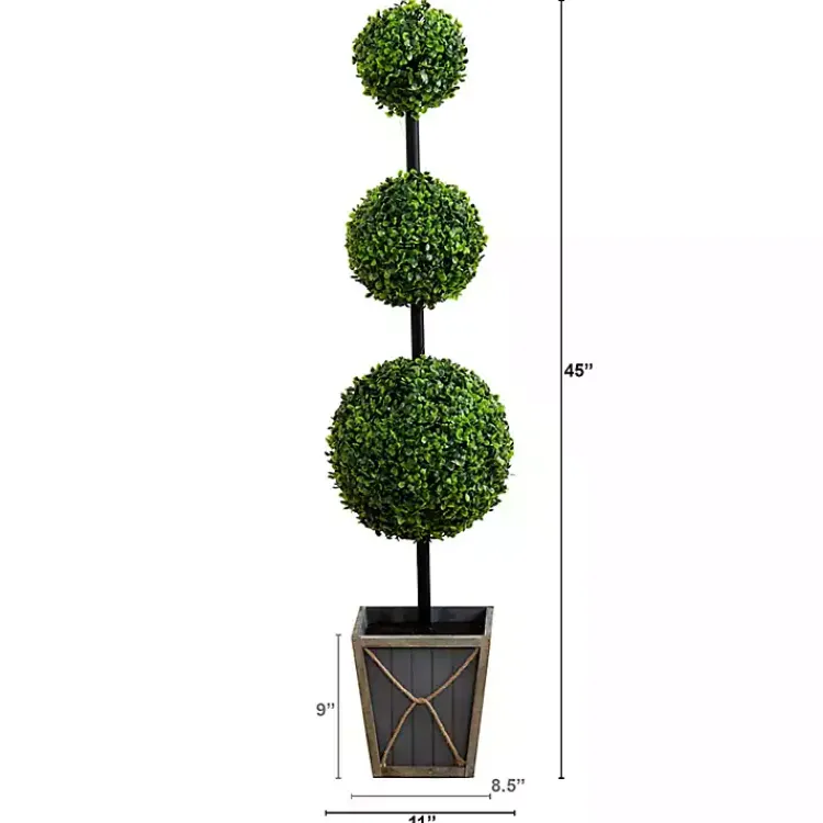 Trees & Topiaries>Kirklands Home Pre-Lit Triple Boxwood Topiary in Planter, 4 ft.