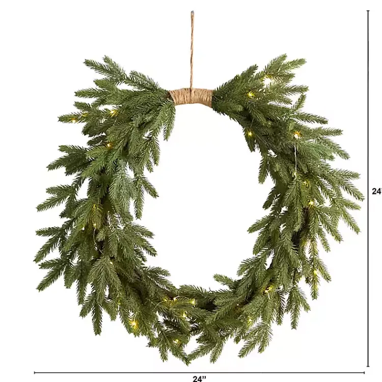 Christmas Wreaths>Kirklands Home Pre-Lit Twine Bound Pine Branch Wreath Green