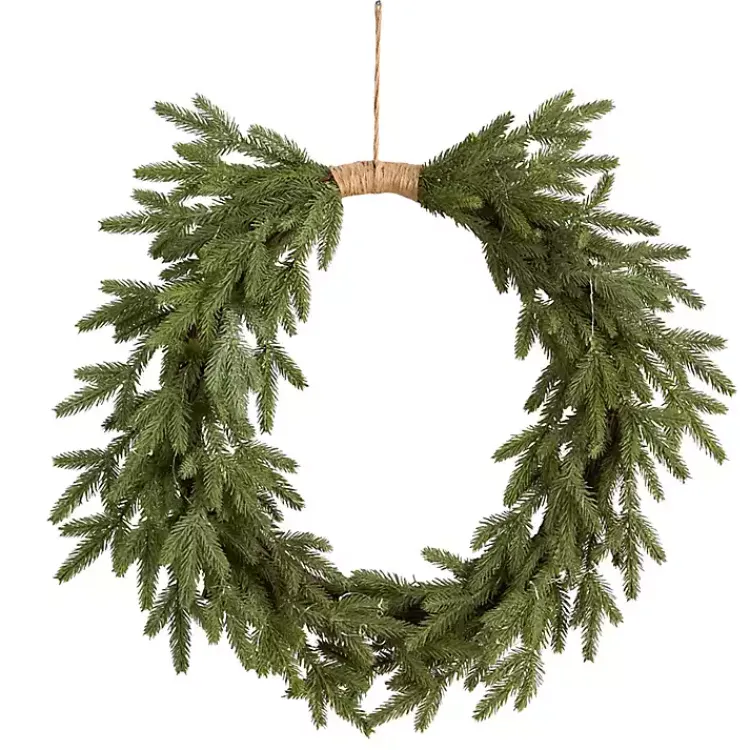 Christmas Wreaths>Kirklands Home Pre-Lit Twine Bound Pine Branch Wreath Green