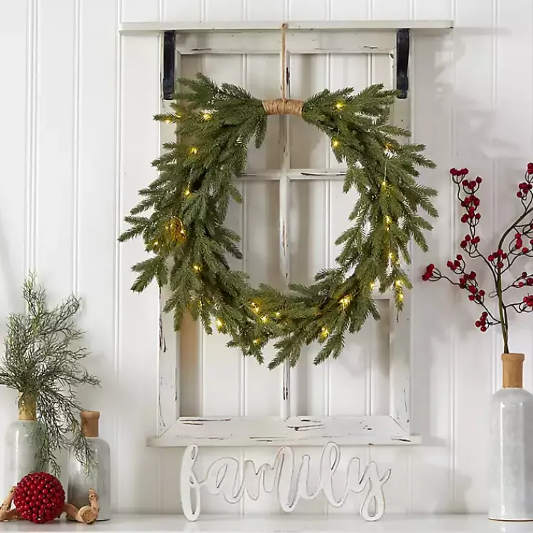 Christmas Wreaths>Kirklands Home Pre-Lit Twine Bound Pine Branch Wreath Green