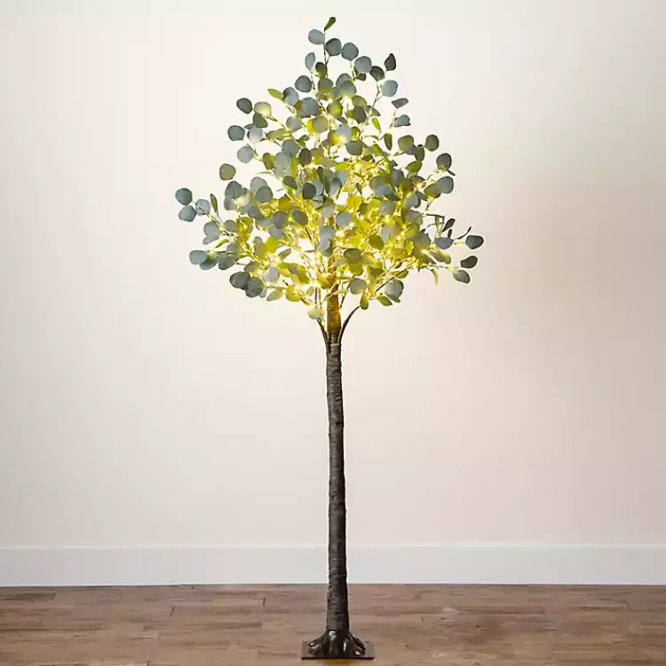 Trees & Topiaries>Kirklands Home Pre-Lit Warm LED Eucalyptus Plant, 6 ft.