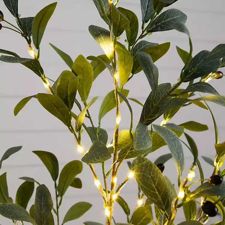 Trees & Topiaries>Kirklands Home Pre-Lit Warm LED Olive Tree, 4 ft.